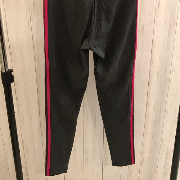 Adidas Normal Length Gray with Pink Stripes Tights - Picture 3 of 4